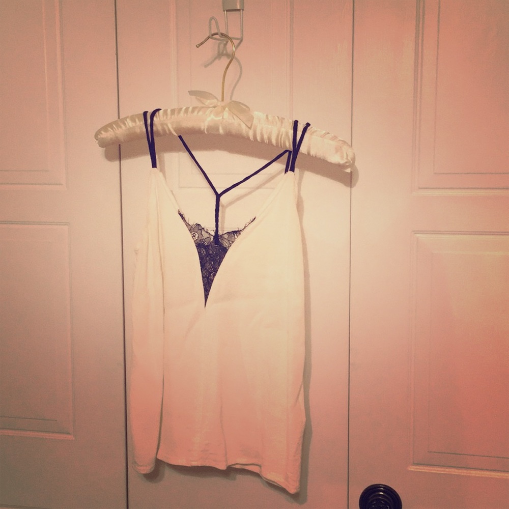 White tank with black lace from H&M